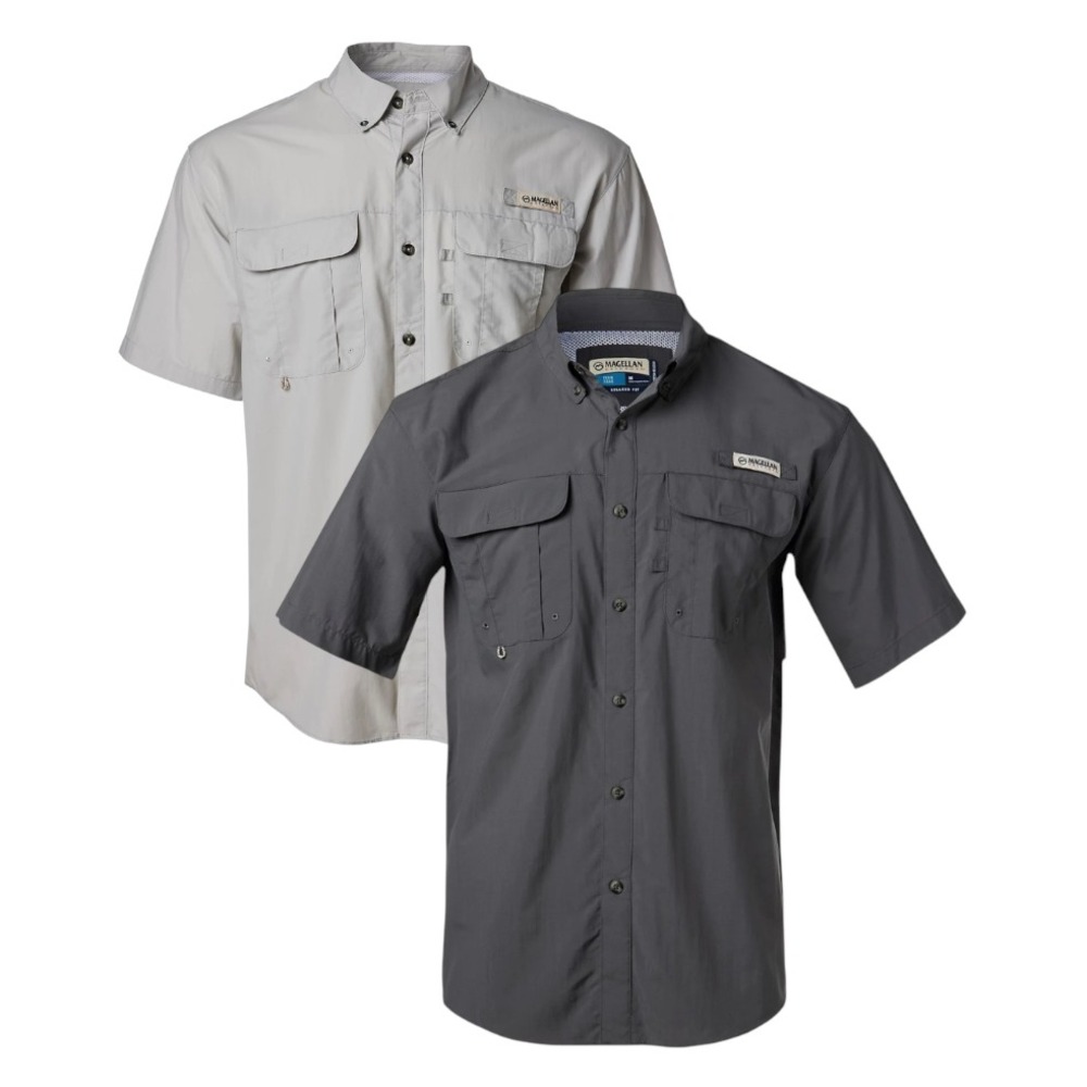 LOT OF 2, NWT Magellan Fishing Shirt Relaxed LAGUNA MADRE Gray & Dark Gray XL